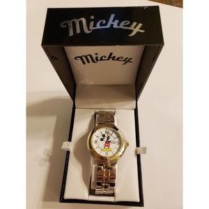 Disney Mickey Mouse Quartz Watch - Metal Two-Toned Band - Battery Included